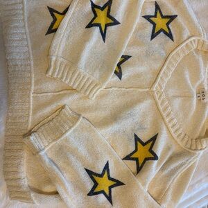 POL Cream Sweater with Yellow Star Accents